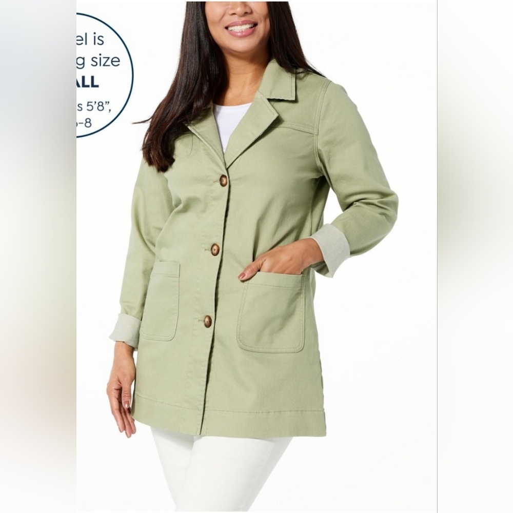 NWT D2R Diane Gilman Blazer Jacket Stretchy Sage Green Size 1X